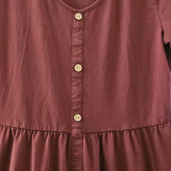Nwot Holiday Burgundy wine long sleeve cotton stretch pockets casual dress XL - Picture 2 of 11
